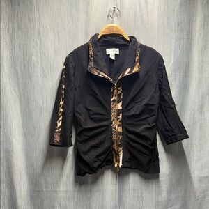 Joseph Ribkoff Black and Brown Bomber Jacket size 12